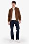 Slim Fit Suede College Collar Zip-Up Double Pocketed Transitional Spring Bomber Jacket A3866AX - 5