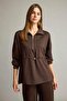 Polo Neck Elastic Waist Half Zipper Modal Sweatshirt G2922Ax25Au - 3