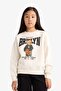 Relax Fit Crew Neck Printed Soft Fleece Inside Sweatshirt for Girls E6780A825Wn - 4