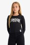 Slim Fit Narrow Cut Crew Neck Printed Ribbed Camisole Long Sleeve T-Shirt Girl Child C7465A825Au - 3