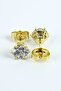 Hexagonal Solitaire Earrings Gold Color 7 mm Zircon Stone - 3