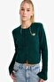 Slim Fit Slim Fit Crew Neck Buttoned Cardigan F1744Ax25Wn - 5