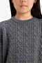 Standard Fit Crew Neck Knitwear Sweater Girls E7880A825Au - 5