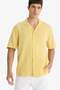 Relax Fit Polo Collar Flowy Fabric Short Sleeve Shirt F6484Ax25Sm - 3