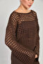 Women's openwork crop sweater - bitter coffee - 2