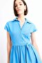 Terry Cotton Short Sleeve Belted Midi Dress G0392Ax25Sm - 4