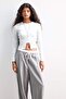 Fitted Crew Neck Corded Fabric Ribbed Knit Cardigan F9348Ax25Au - 3