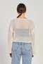 Women's Front Tie-Detail Lace-Like Knit Cropped Cardigan - Natural - 5