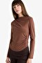 Slim Fit Slim Fit Boat Neck Long Sleeve Blouse D5300Ax25Au