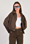 Women's Oversize Bomber Jacket - Bitter Brown - 2