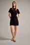Crew Neck Belted Short Sleeve Mini Suede Dress G2750Ax25Au - 2