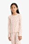 Ribbed Camisole Heart Pattern Long Sleeve Top Long Bottom Pajama Set Girl Child F7276A825Au - 4