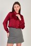 Women's Long Sleeve Satin Shirt - Burgundy - 2