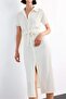 Shirt Collar Belted Short Sleeve Midi Dress G1060Ax25Sm - 4