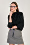 Women's Padded Balloon Sleeve Blouse - Black - 2