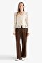 Regular Fit V-Neck Front Tie Openwork Knitwear Cardigan F7391Ax25Au - 2