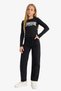 Slim Fit Narrow Cut Crew Neck Printed Ribbed Camisole Long Sleeve T-Shirt Girl Child C7465A825Au - 2