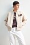 Regular Fit Bomber Jacket with College Collar, Embroidered Detail, Inner Pockets, and Snap Button Closure F5096AX25AU - 4