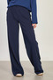 Women's Elastic Waist Loose Trousers - Navy Blue - 2