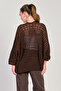 Women's Bat Sleeve Openwork Cardigan - Brown - 5