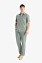 Regular Fit Elastic Waist Cotton Trousers D2671Ax25Au - 2