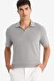 Knit-Look Polo Collar Short-Sleeve T-Shirt F4316AX25AU