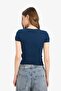Fitted Crew Neck Ribbed Short Sleeve Basic T-Shirt E0288Ax25Au - 5