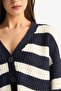 Regular Fit V Neck Striped Buttoned Knitwear Cardigan Z8539Az25Wn - 5