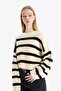 Oversized Wide Fit Crew Neck Striped Knitwear Sweater X4931Az25Wn - 3