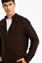 Standard Fit Mock Neck Zippered Wool Blend Knit Cardigan F2983AX25WN - 4