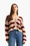 Regular Fit V Neck Striped Buttoned Knitwear Cardigan Z8539Az25Wn - 3