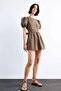 100% Cotton Fitted Checkered Poplin Short Sleeve Mini Dress F9944Ax25Sm