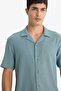 Anti-Wrinkle Modern Fit Polo Collar Textured Combed Cotton Short Sleeve Shirt C4125Ax25Sm - 4