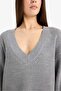 Oversize Wide Fit V-Neck Knitwear Sweater Z7135Az25Wn - 4