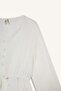 Oversize Muslin Long Sleeve Ecru Cotton Blouse Girls F5232A825Wn - 4