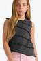 Crinkled Textured Sleeveless Blouse for Girls G0167A825Hs