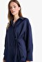 Relax Fit Modal Front Tie-Up Long Sleeve Shirt Tunic F1358Ax25Au