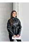 Women's Leather Mock Neck Jacket - 2