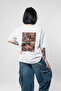 Dimension Printed Leopard Patterned 24/1 Oversize Unisex White T-Shirt - 3