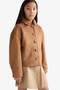 Water Repellent Jacket Collar Buttoned Suede Coat Girls F7148A825Au - 4
