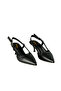 Leather Black Open Back Stiletto - 3