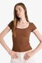 U Neck Ribbed Camisole Short Sleeve T-Shirt F8743Ax25Au - 4