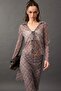 Fitted Shirt Collar Checked Front Tie-Up Tulle Long Sleeve Blouse F7703Ax25Au