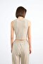 Fitted Striped V Neck Blazer Vest F9014Ax25Sm - 7
