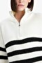 Relax Fit Half Zipper Striped Knitwear Sweater F3898Ax25Wn - 5