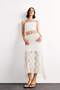 Elastic Waist Half Lining Lace Midi Skirt F8041Ax25Sm - 4