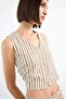 Fitted Striped V Neck Blazer Vest F9014Ax25Sm - 6