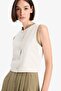 Fitted Crew Neck Linen Blend Buttoned Vest F6814Ax25Au - 4
