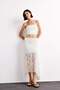 Elastic Waist Half Lining Lace Midi Skirt F8041Ax25Sm - 3