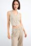 Fitted Striped V Neck Blazer Vest F9014Ax25Sm - 4